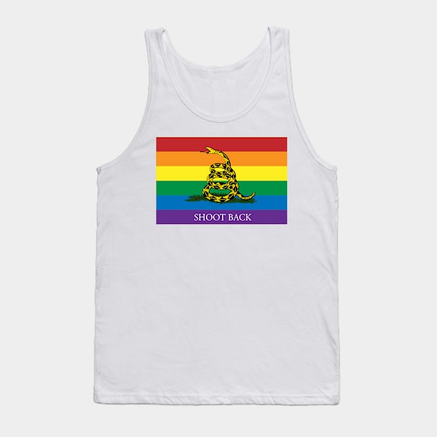 Shoot Back Rainbow Gadsden Flag Tank Top by Operation Blazing Sword